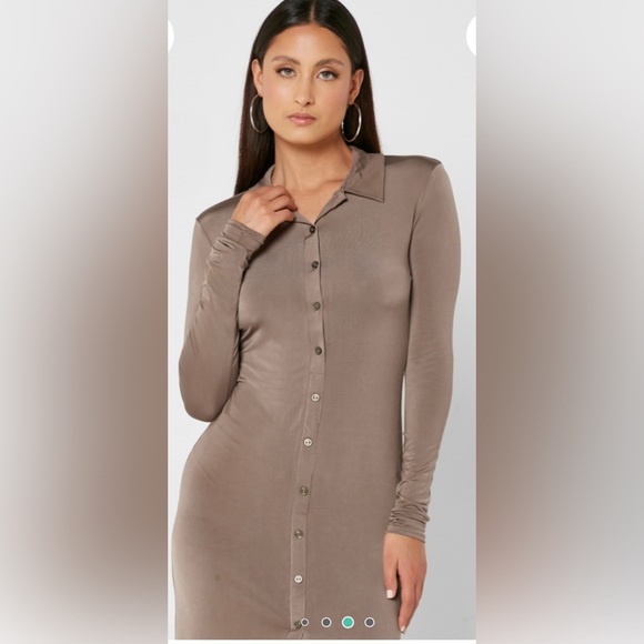 River Island Brown Button Detail Knitted Dress Size 6 NWT - Picture 4 of 15